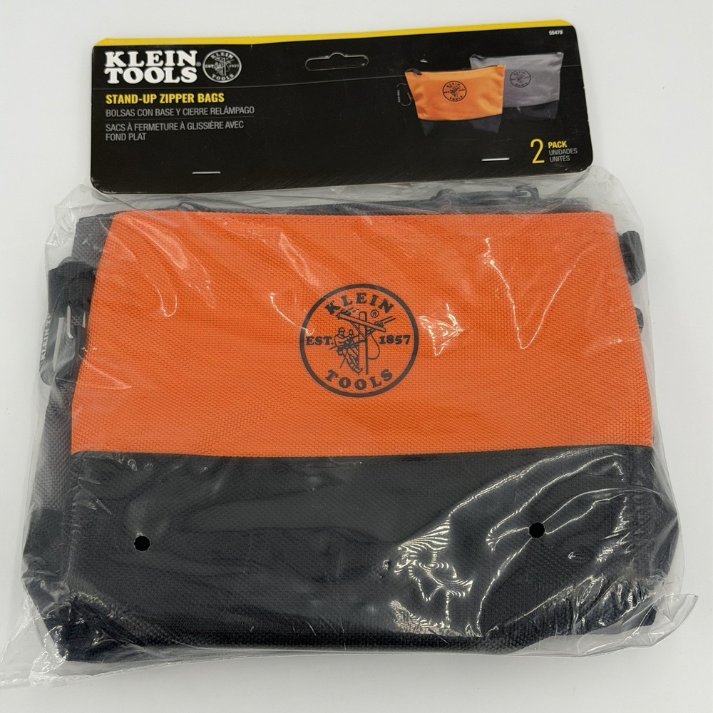 🔥Klein Tools Zipper Bag Stand Up Tool Pouch 2-Pack 55470 NEW